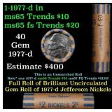 BU Shotgun Jefferson 5c roll, 2003-d 40 pcs Bank $