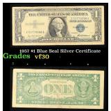 1957 $1 Blue Seal Silver Certificate Grades vf++