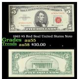 1963 $5 Red Seal United States Note Grades Choice