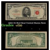 1963 $5 Red Seal United States Note Grades vf++