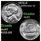 1974-d Jefferson Nickel 5c Grades GEM++ Unc