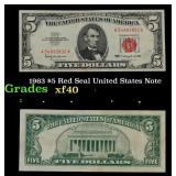 1963 $5 Red Seal United States Note Grades xf