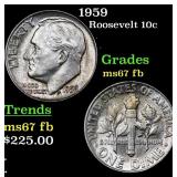 1959 Roosevelt Dime 10c Grades Gem++ Full Bands