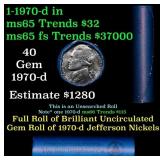 BU Shotgun Jefferson 5c roll, 1990-d 40 pcs Bank $