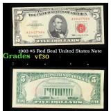 1963 $5 Red Seal United States Note Grades vf++