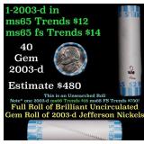 BU Shotgun Jefferson 5c roll, 2003-d 40 pcs Bank $