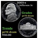 2003-s Proof Jefferson Nickel 5c pr70 dcam SEGS