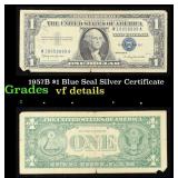 1957B $1 Blue Seal Silver Certificate Grades vf de
