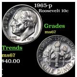 1965-p Roosevelt Dime 10c Grades GEM++ Unc