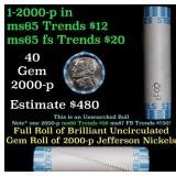 BU Shotgun Jefferson 5c roll, 2000-p 40 pcs Bank $