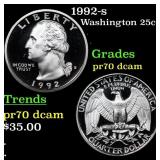 1992-s Proof Washington Quarter 25c Grades GEM++ P