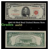 1963 $5 Red Seal United States Note Grades Select