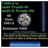 BU Shotgun Jefferson 5c roll, 1981-d 40 pcs Bank $