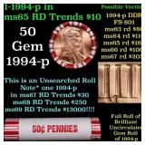 BU Shotgun Lincoln 1c roll, 1994-p 50 pcs Bank Wra