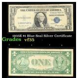 1935E $1 Blue Seal Silver Certificate Grades vf++