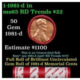BU Shotgun Lincoln 1c roll, 1981-d 50 pcs Dunbar W