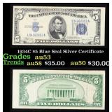 1934C $5 Blue Seal Silver Certificate Grades Selec
