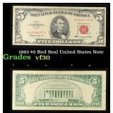 1963 $5 Red Seal United States Note Grades vf++