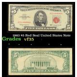 1963 $5 Red Seal United States Note Grades vf++