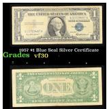 1957 $1 Blue Seal Silver Certificate Grades vf++