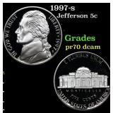 1997-s Proof Jefferson Nickel 5c Grades GEM++ Proo