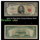 1963 $5 Red Seal United States Note Grades vf+
