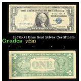 1957B $1 Blue Seal Silver Certificate Grades vf++