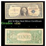 1957 $1 Blue Seal Silver Certificate Grades vf++