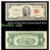 1953A $2 Red Seal United States Note Grades vf++