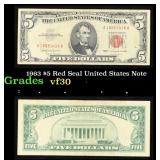 1963 $5 Red Seal United States Note Grades vf++