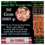BU Shotgun Lincoln 1c roll, 1987-p 50 pcs Bank Wra