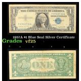 1957A $1 Blue Seal Silver Certificate Grades vf+