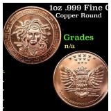 1oz .999 Fine Copper Bullion Round - Medusa Style