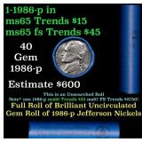 BU Shotgun Jefferson 5c roll, 1986-p 40 pcs Bank $