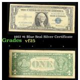 1957 $1 Blue Seal Silver Certificate Grades vf+