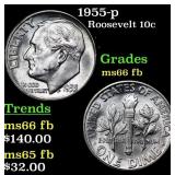 1955-p Roosevelt Dime 10c Grades Gem++ Full Bands