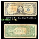1957A $1 Blue Seal Silver Certificate Grades vf++