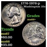 1776-1976-p Washington Quarter 25c Grades GEM++ Un