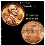 1962-d Lincoln Cent 1c Grades Gem+ Unc RD