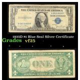 1935D $1 Blue Seal Silver Certificate Grades vf+