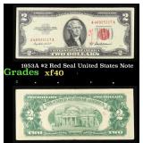 1953A $2 Red Seal United States Note Grades xf