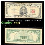 1963 $5 Red Seal United States Note Grades vf++