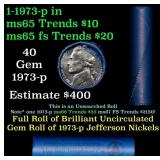 BU Shotgun Jefferson 5c roll, 1973-p 40 pcs Bank $