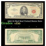 1963 $5 Red Seal United States Note Grades vf++