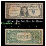 1957A $1 Blue Seal Silver Certificate Grades vf+