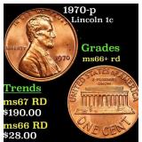 1970-p Lincoln Cent 1c Grades GEM++ RD