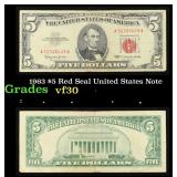 1963 $5 Red Seal United States Note Grades vf++