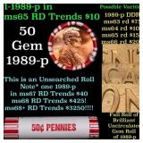 BU Shotgun Lincoln 1c roll, 1989-p 50 pcs Bank Wra