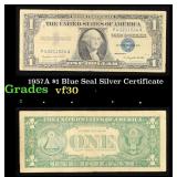 1957A $1 Blue Seal Silver Certificate Grades vf++