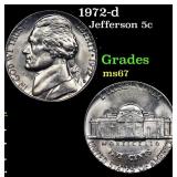 1972-d Jefferson Nickel 5c Grades GEM++ Unc